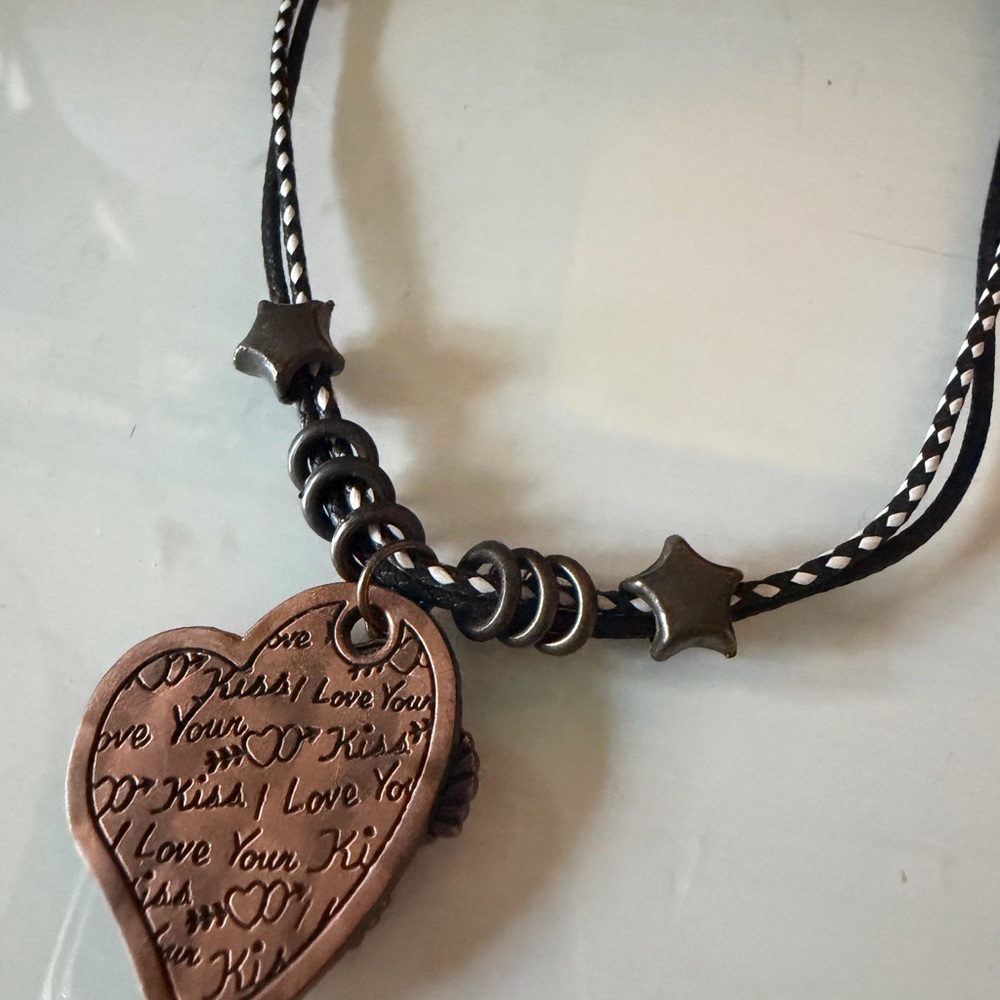 Harley-Davidson Heart Pendant Necklace with Black Cord